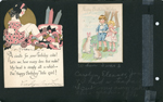 Birthday cards - When I was 5 Carolyn, Eleanor, Joan + I had a teaparty. I cut my own cake this year - 1931