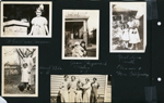 When I was seven - Rosemary with cake on porch. Aunt Lela + I. Joan Huguenard, Helen + 1 in front of 3845. Next door with Eleanor + Mrs Hilgenberg. Could be Lida May, Dorothy, Lida Belle, Vonnie, Florence, and Rosemary