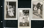 In Lida May's wedding party - 1935 April. Summer 1935 in sister dresses - Rosemary and Helen. When I was nine - Rosemary on sidewalk.