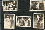 March 1 1930 - When I was eight years old. Janet, Joan H + I - cake on porch. I baked Helen's cake this year. Helen, Rosemary, Curt with cake, one candle.