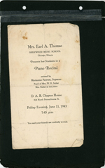 program - Mrs Earl A Thomas Piano Recital 1943 - Helen