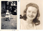 John D Hague 10 months on tricycle behind 6122. Portrait of Helen Letsinger.