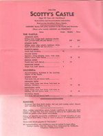 Scotty's Castle rate sheet