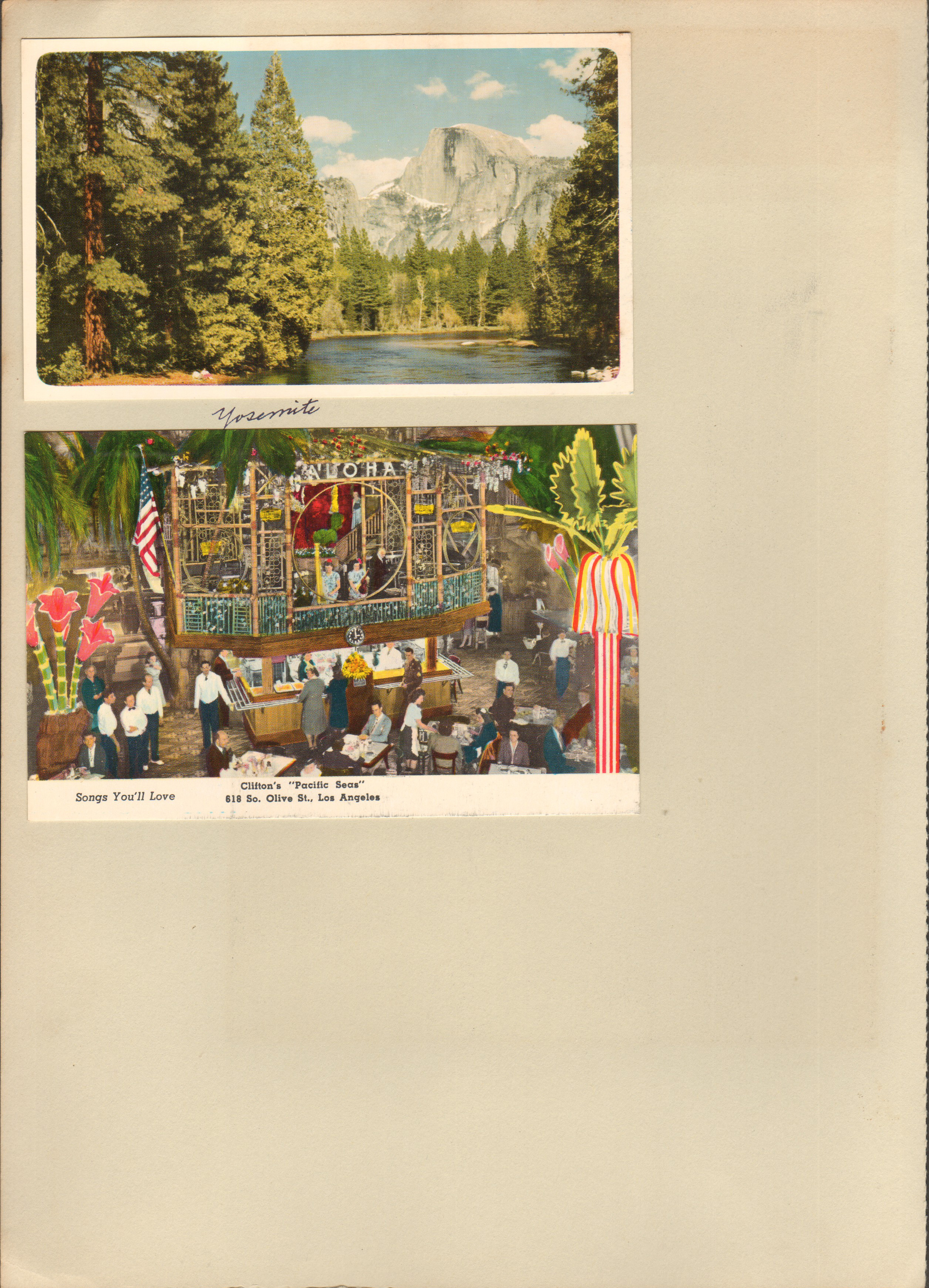 Postcards - Yosemite, Songs You'll Love Clifton's Pacific Seas Los Angeles