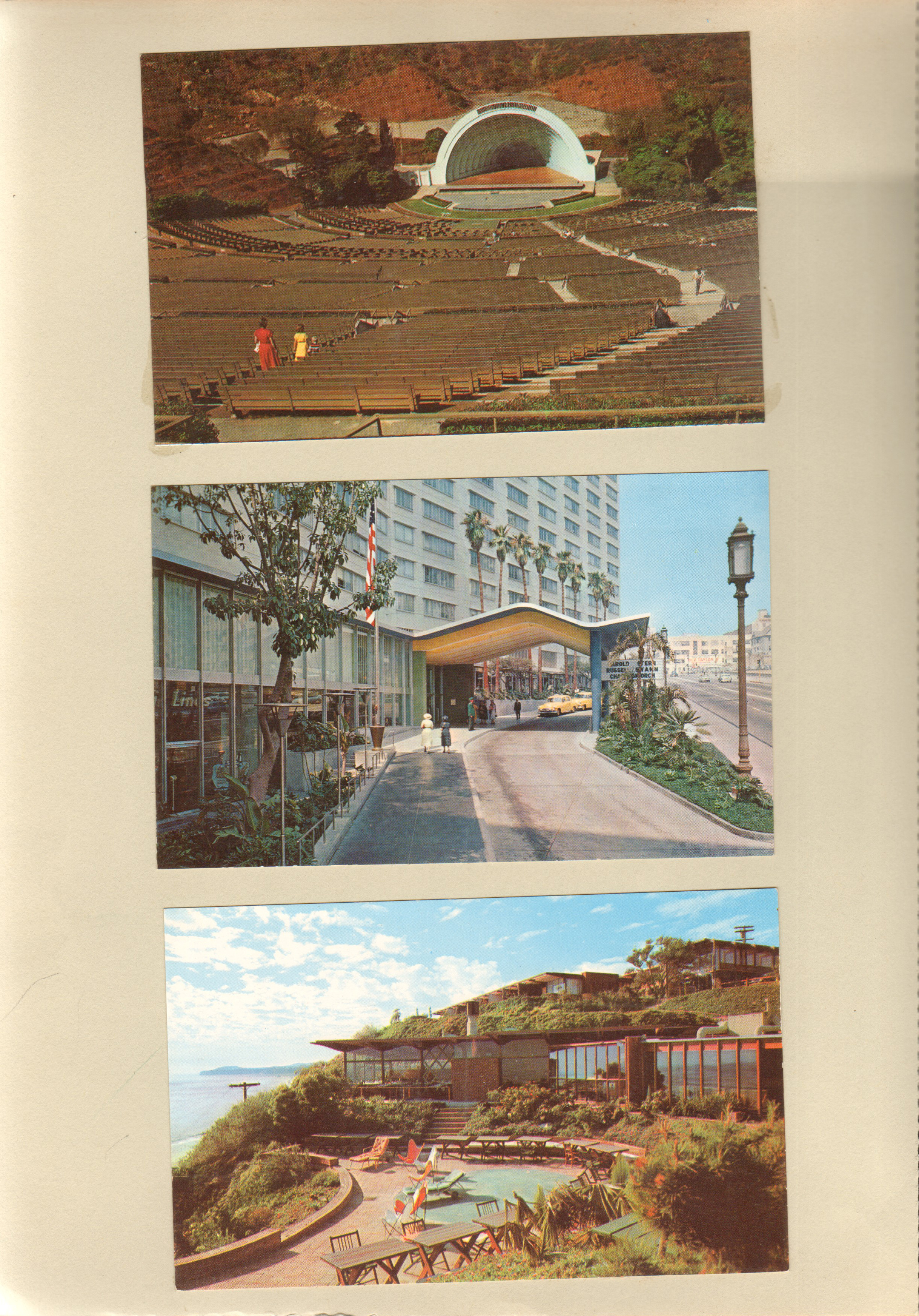 postcards - Hollywood Bowl, Statler Hotel LA, 