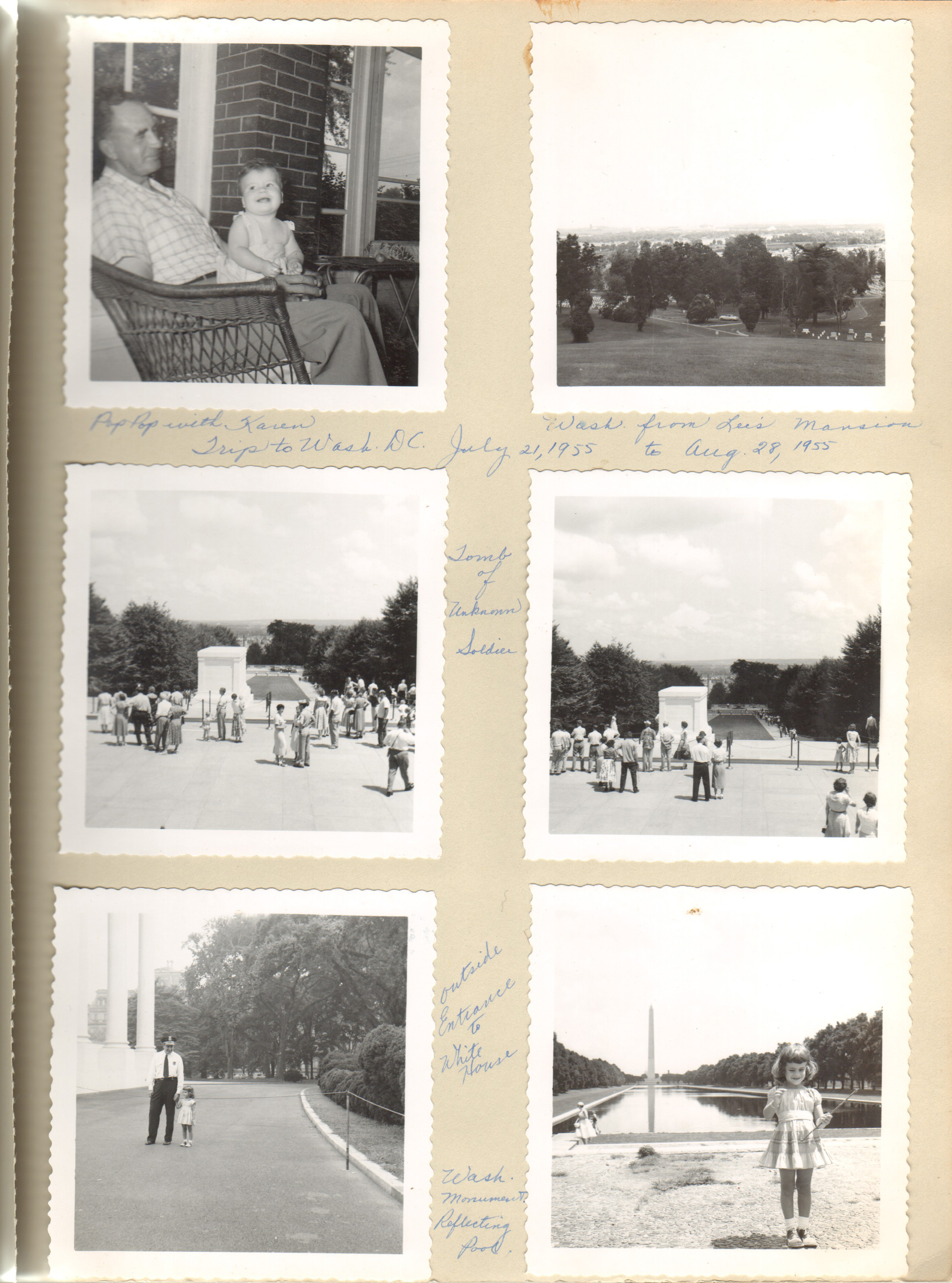 Pop Pop with Karen. Trip to Washington DC - Tomb of Unknown Soldier, White House, Washington Monument Susan