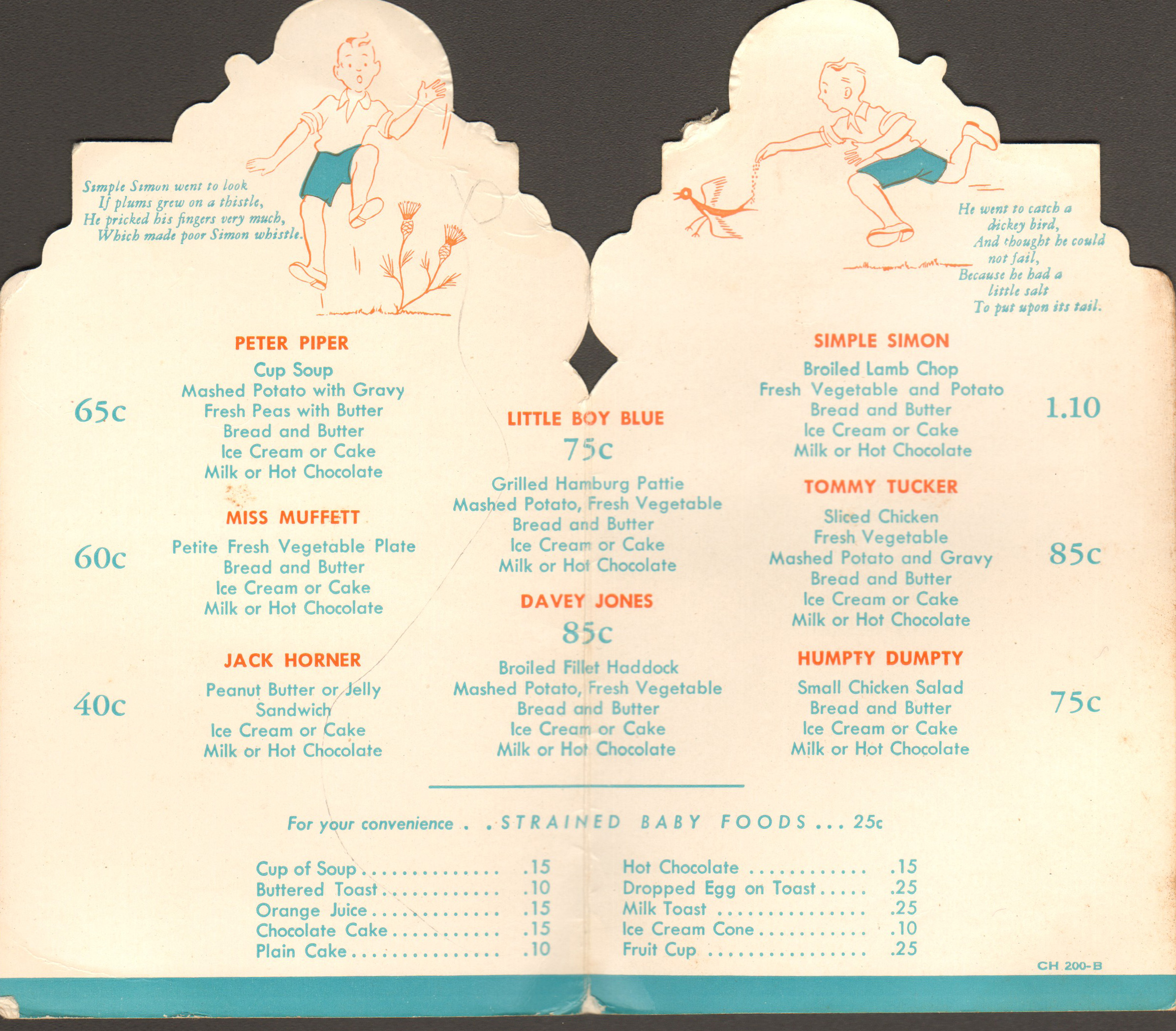 Howard Johnson's Menu for Children
