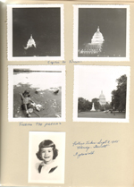 Washington DC - Capitol at night, Susan feeding pigeons. Waring-Garrett portrait of Susan 3 years old