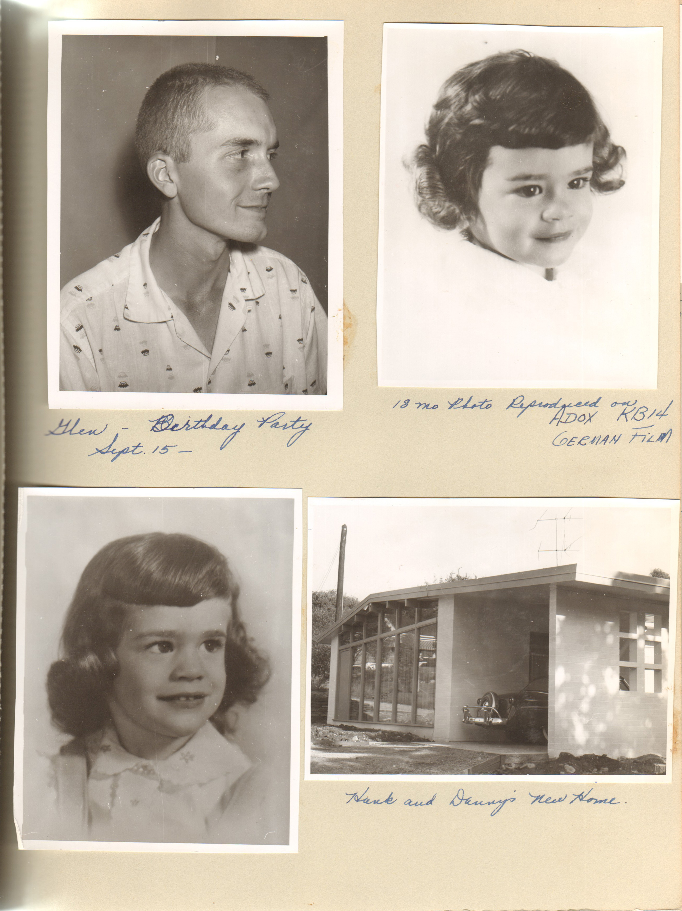 Glen birthday, Susan 18 months. Herb and Denny's new home
