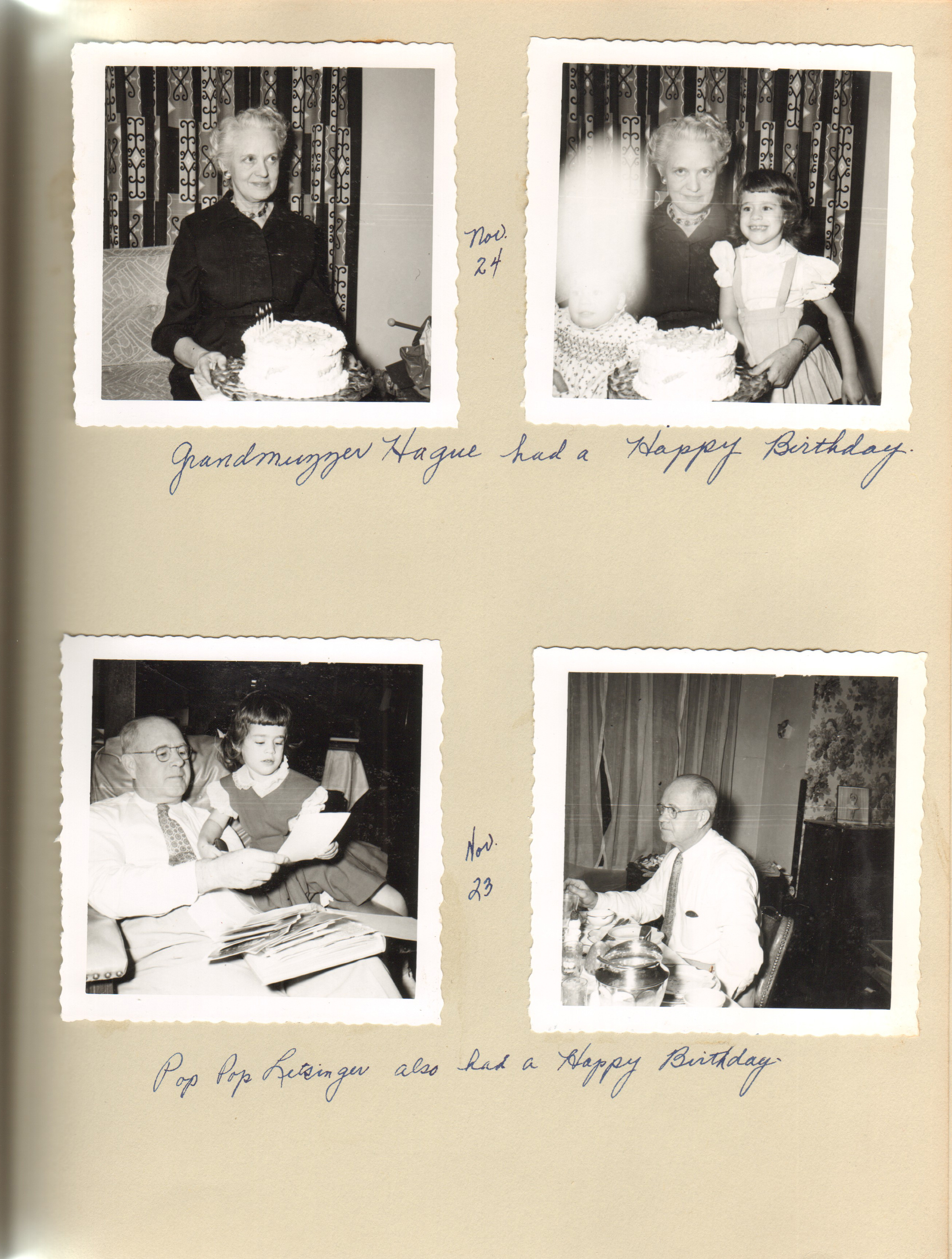 Grandmuzzer Hague birthday. Pop Pop Letsinger birthday