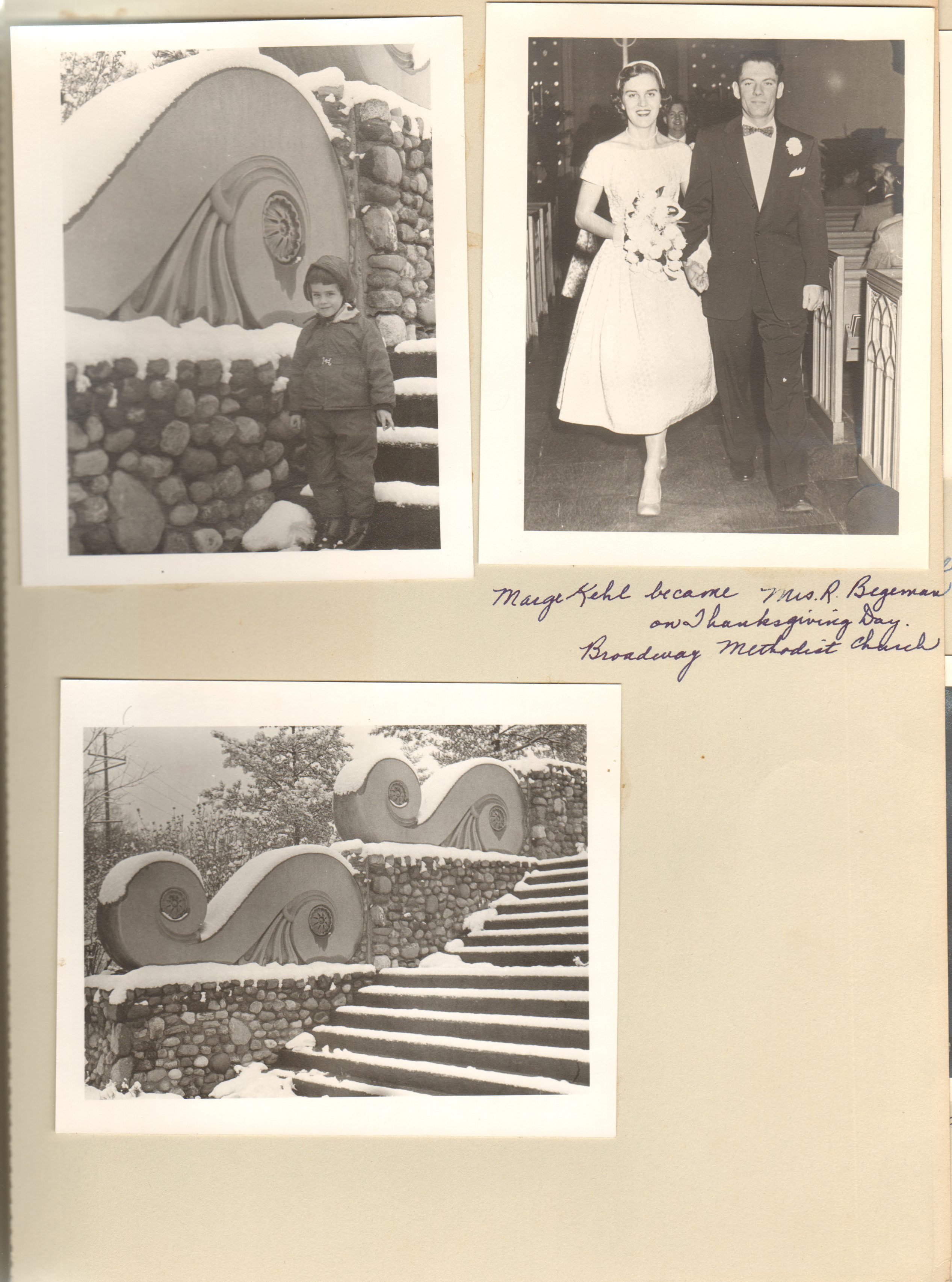 Susan on Blind School scroll steps. Marge Kehl became Mrs R Begeman Broadway Methodist Church