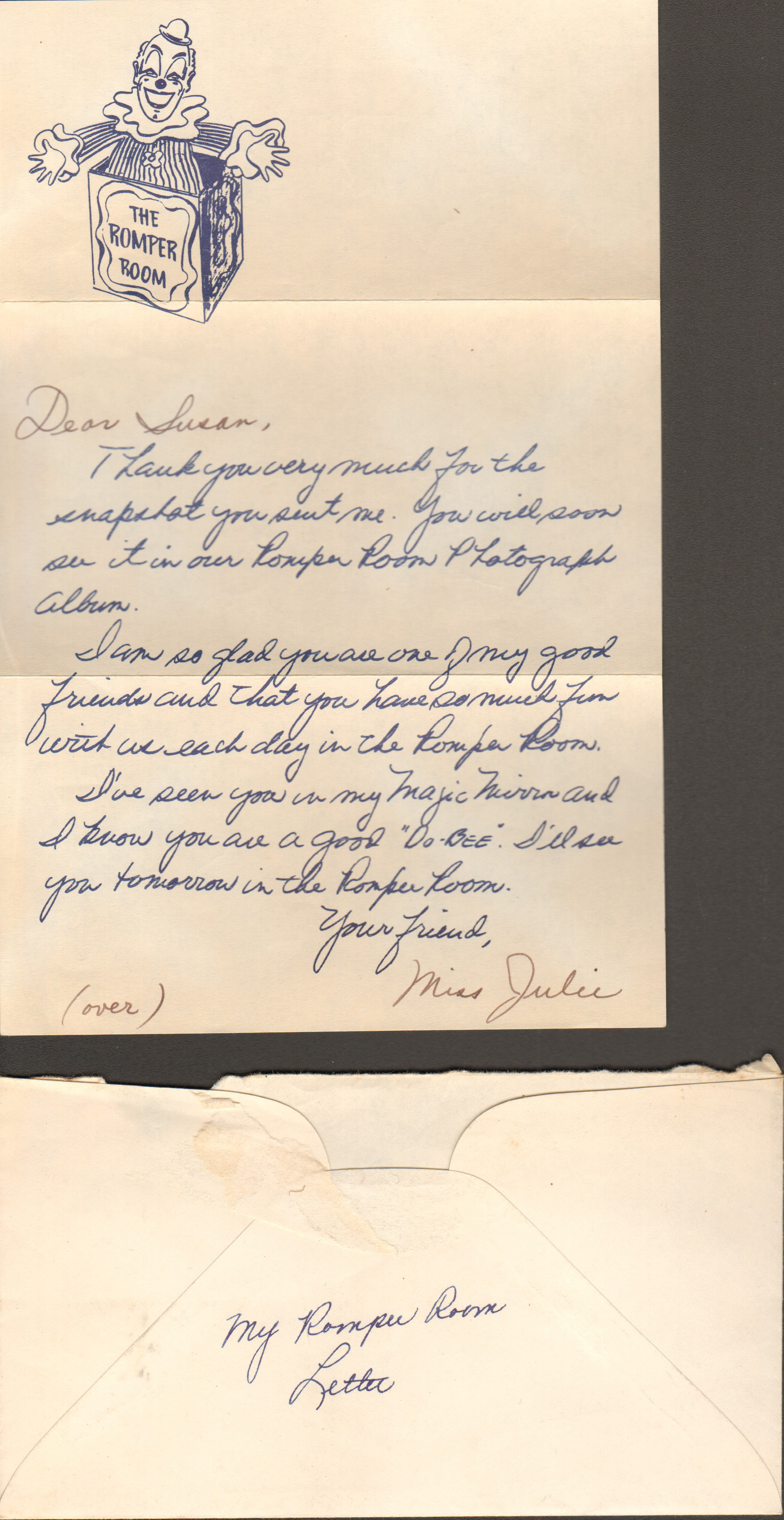 Romper Room letter to Susan