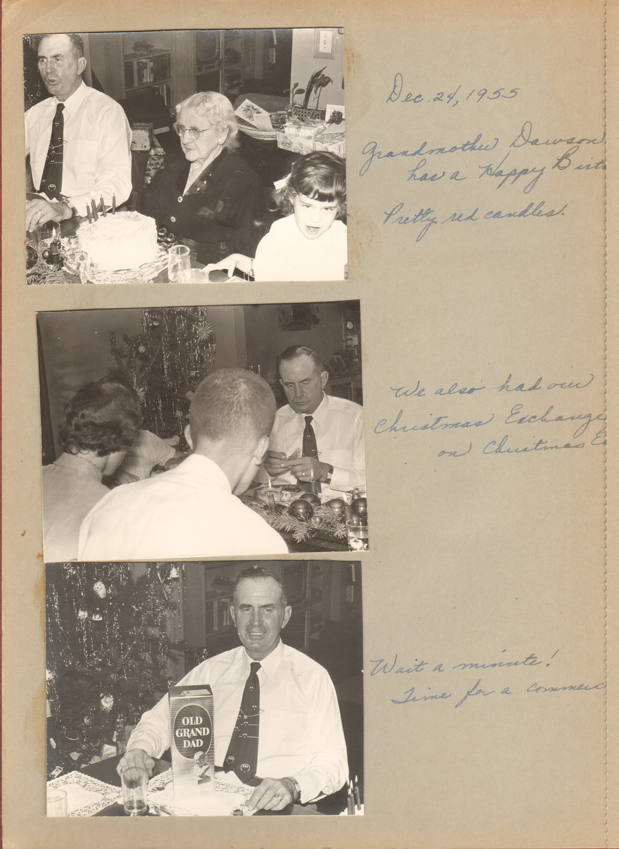 Christmas Eve at 6122 - Girstle, Nora Dawson, Susan, Patti, Glen. Old Grand Dad