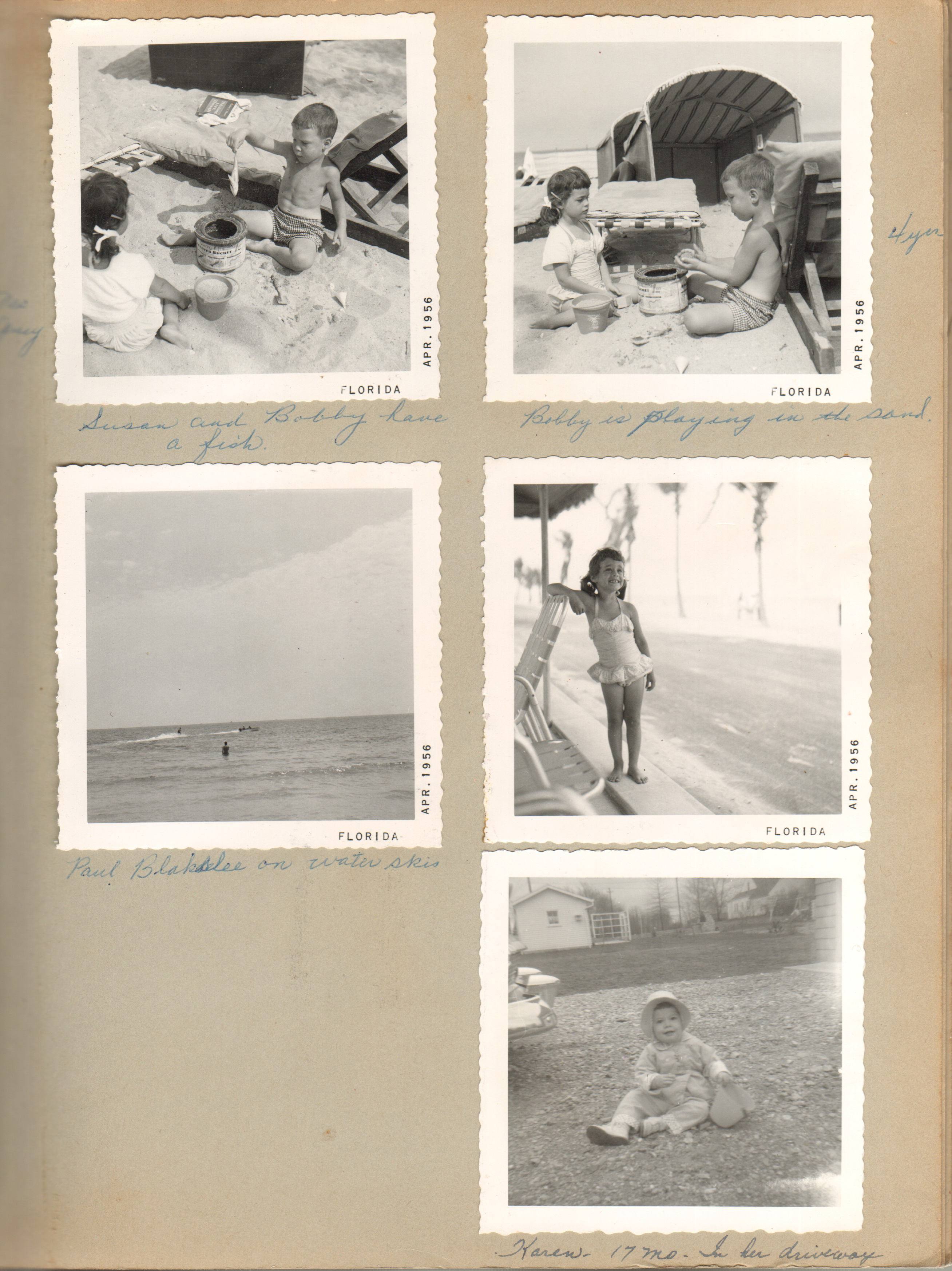 Hollywood Beach - Susan and Bobby on beach, Karen 17 mo in her driveway