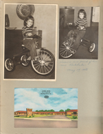 6122 dining room - Susan with new Rocketrike. Laurel Motel postcard