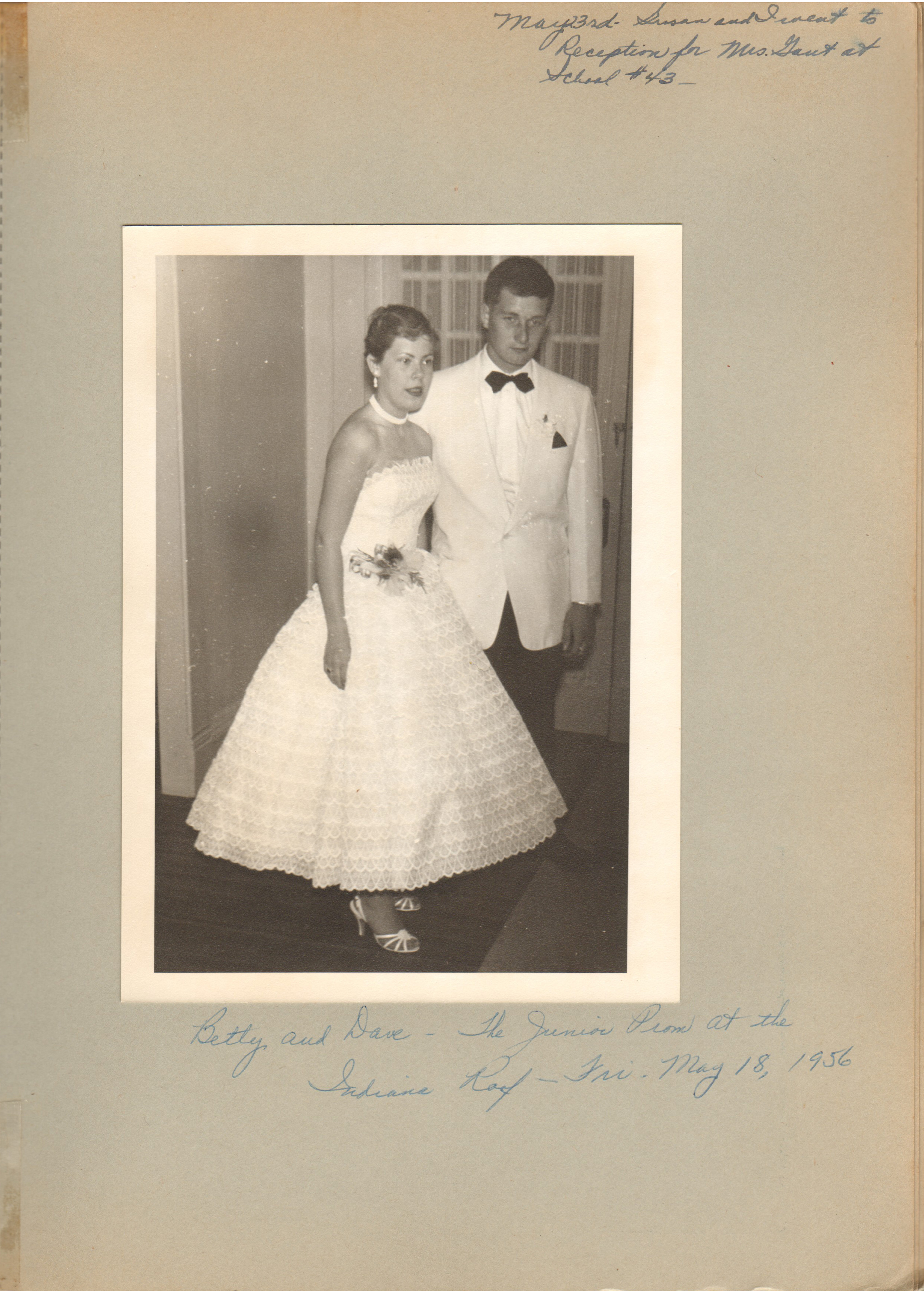 May 18 Betty and Dave at 6122 going to Junior Prom at Indiana Roof