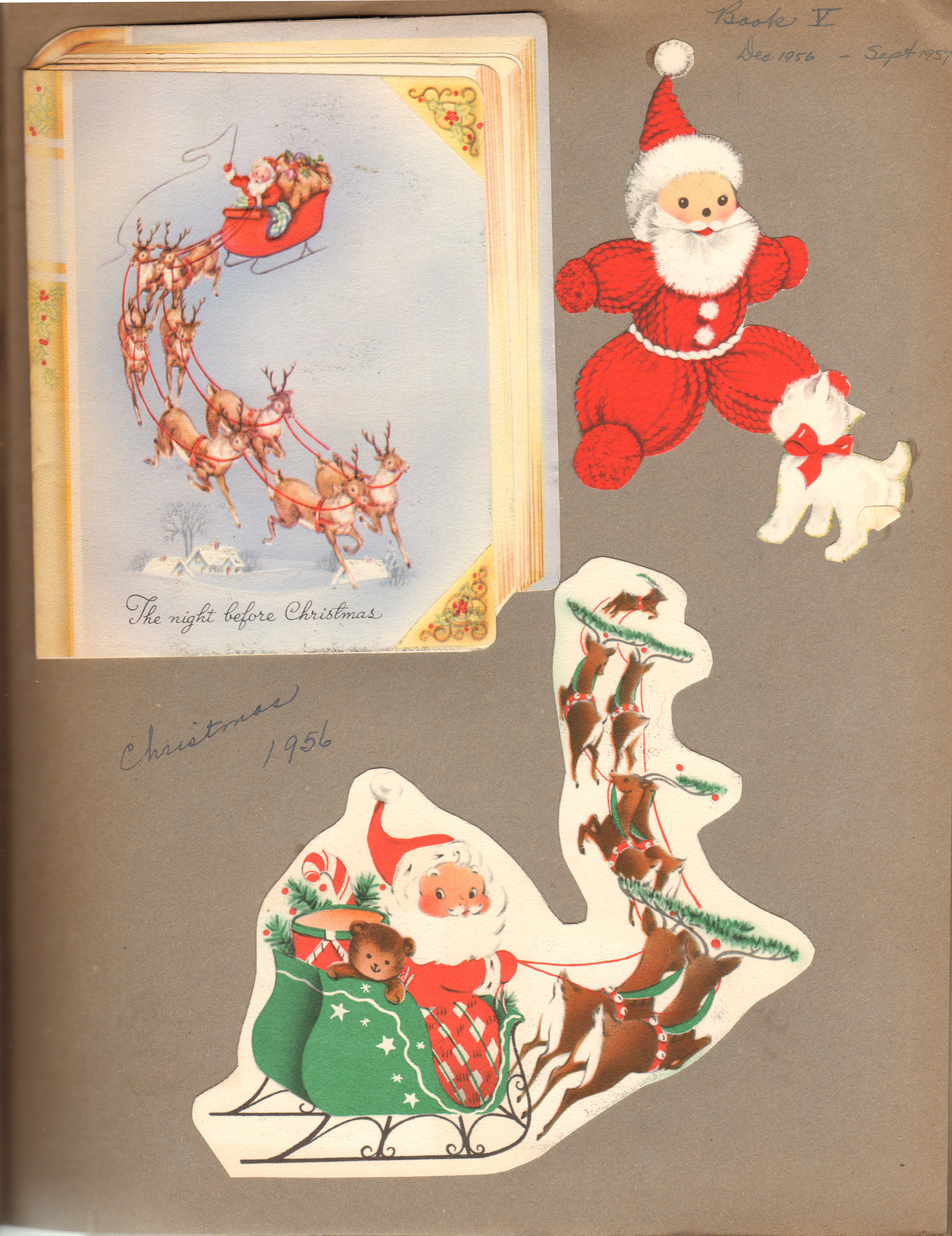 The Night Before Christmas card. Cut out Santas.