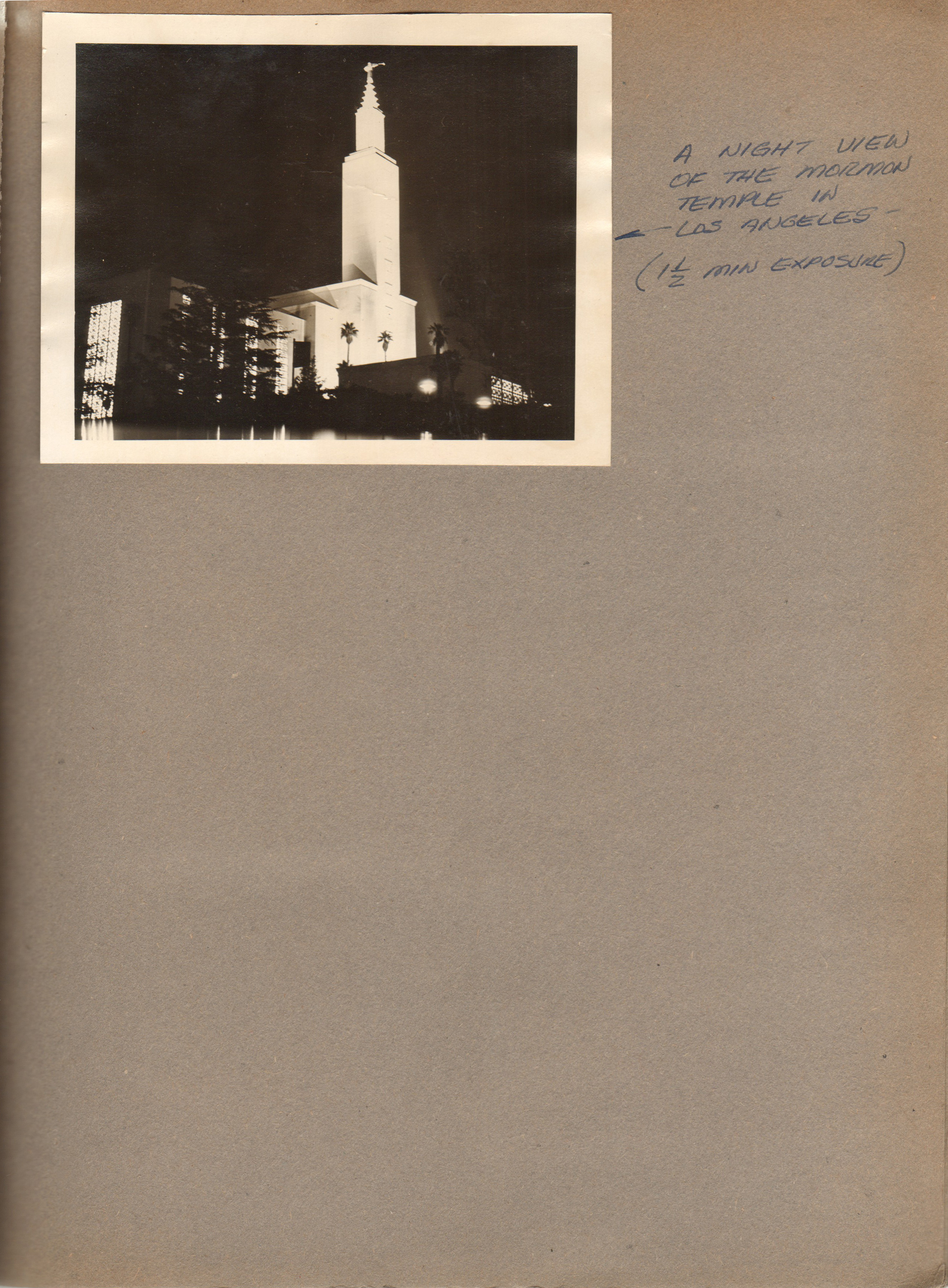 A night view of the Mormon Temple in Los Angeles
