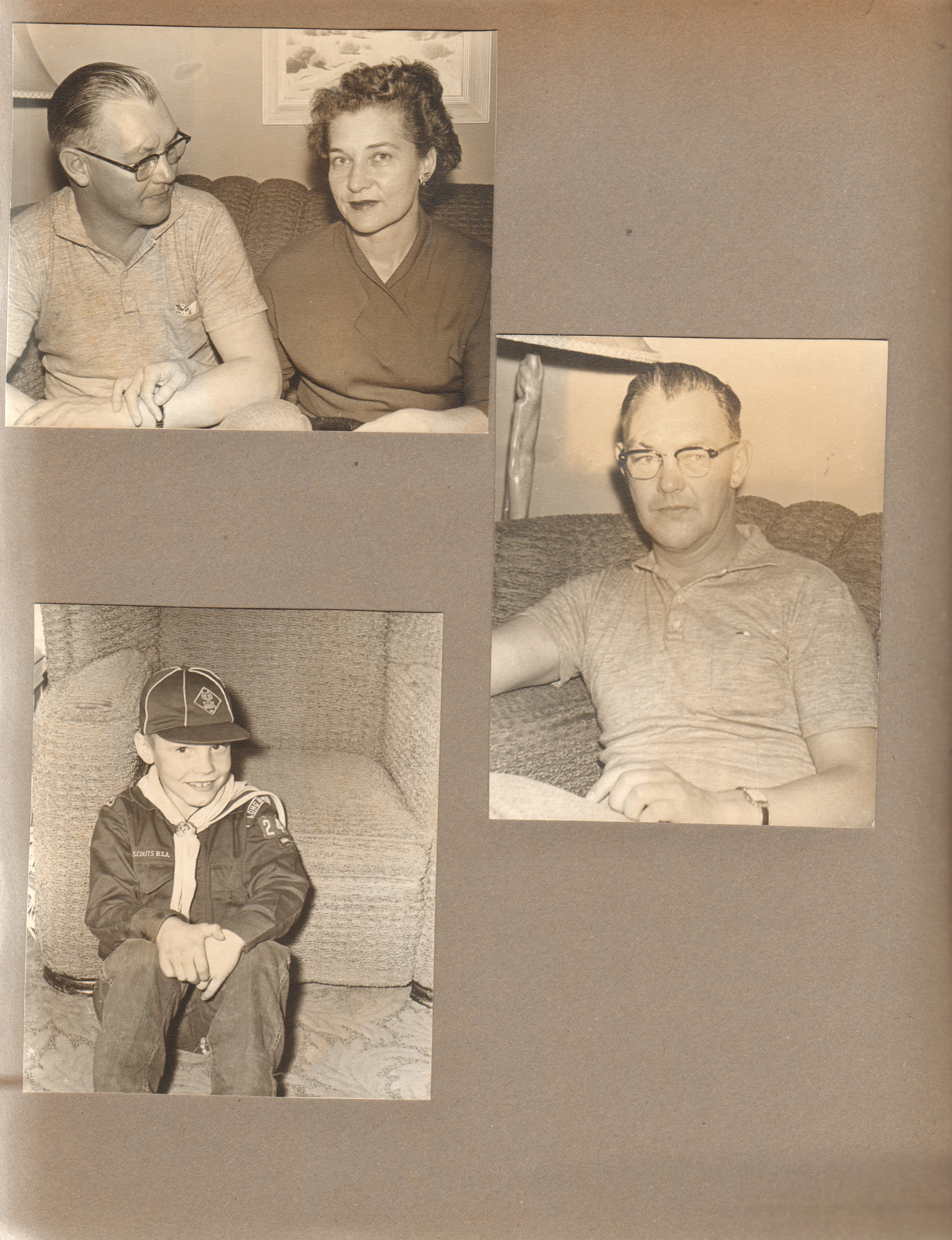 Couple on sofa. Cub scout