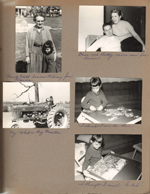 Aunt Edith leaves today for Florida - Susan. Dave and Betty came for dinner. Susan on tractor. Susan works on puzzle.