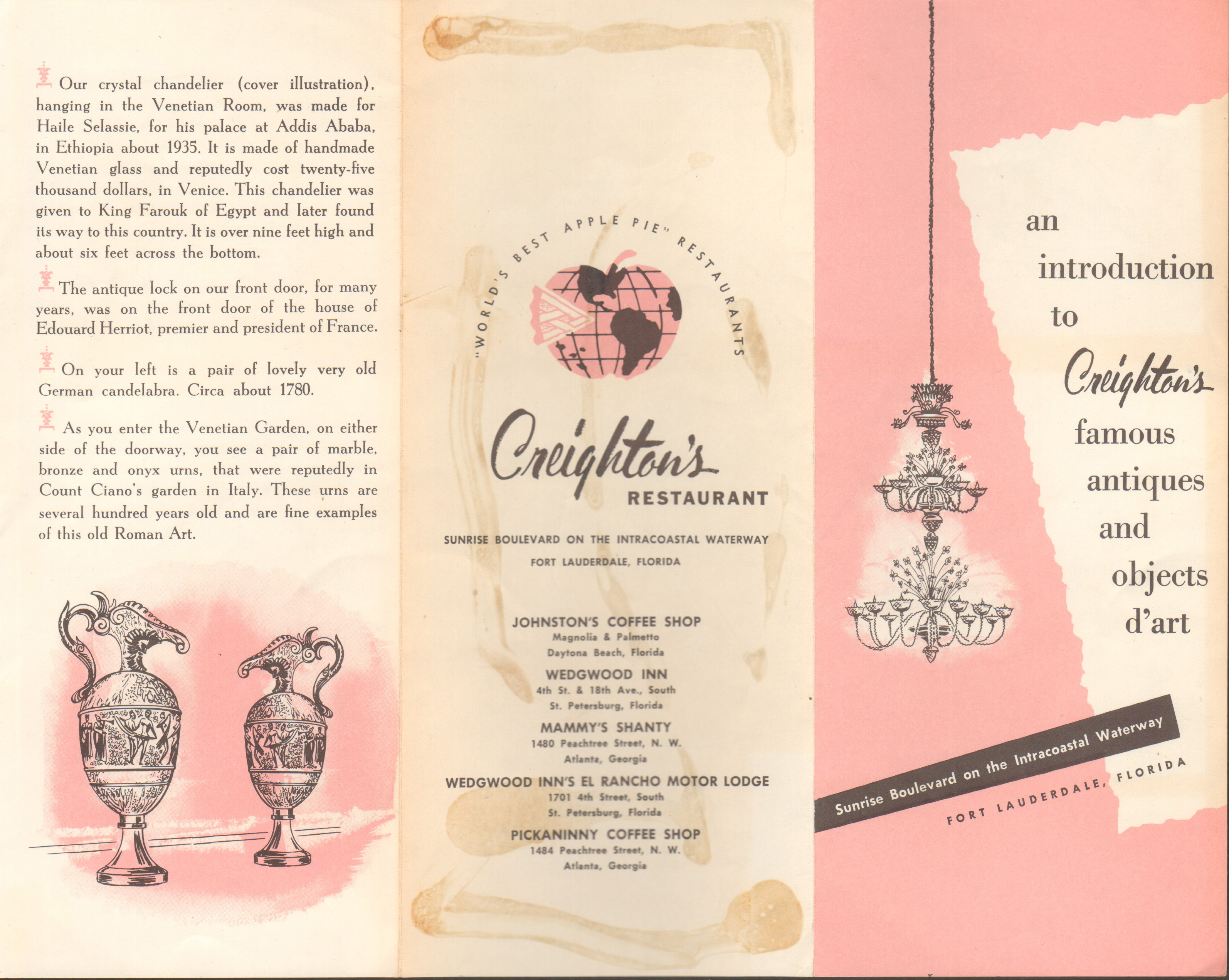Creighton's Restaurant brochure
