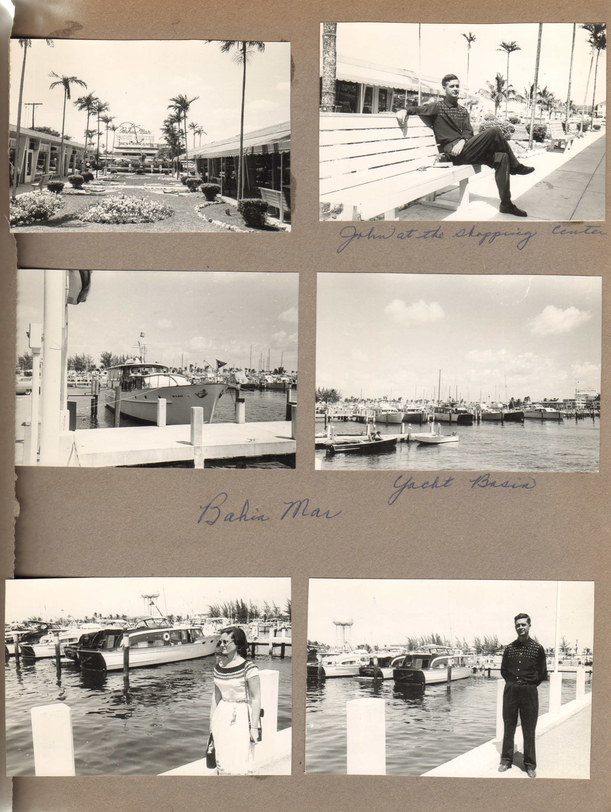 Bahia Mar - John on bench. Yacht Basin. Rosemary