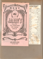 Jahn's Old Fashioned Ice Cream Parlor, Miami, menu. Seminole Indian names and their meanings