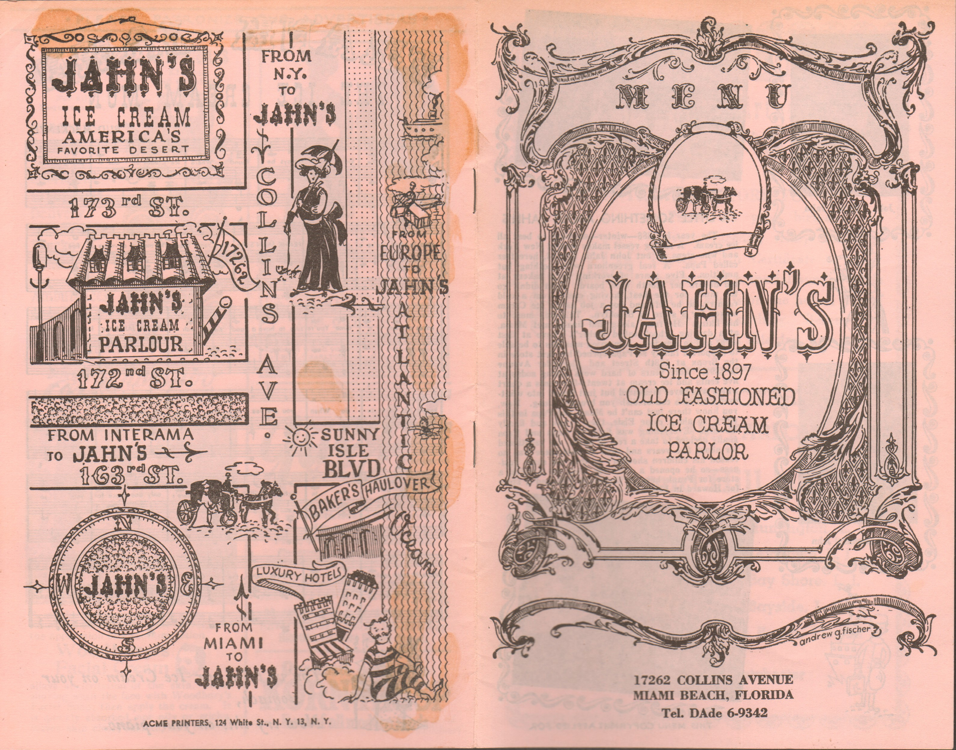 Jahn's menu