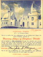 Storyland Florida honorary citizen ticket