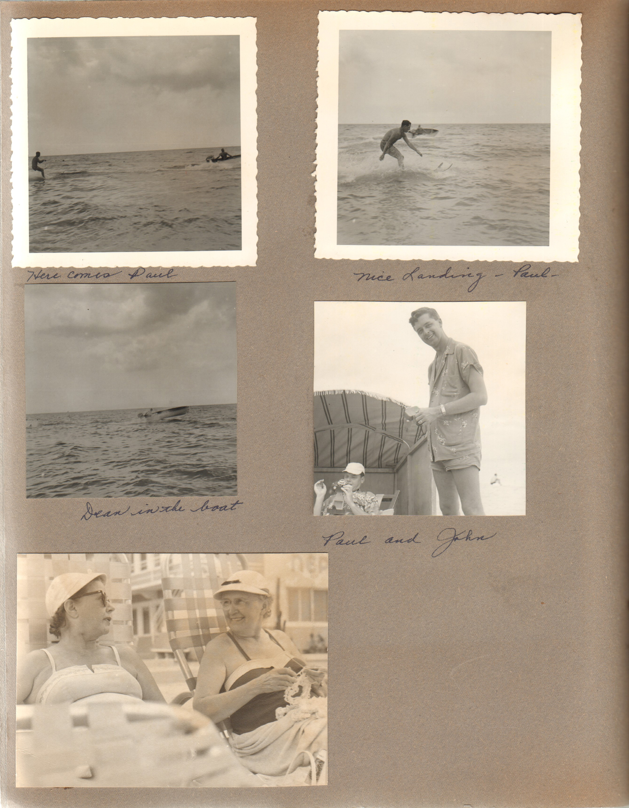 Hollywood Beach -  Paul water skiing. Dean in boat. Paul and John. Vonnie.