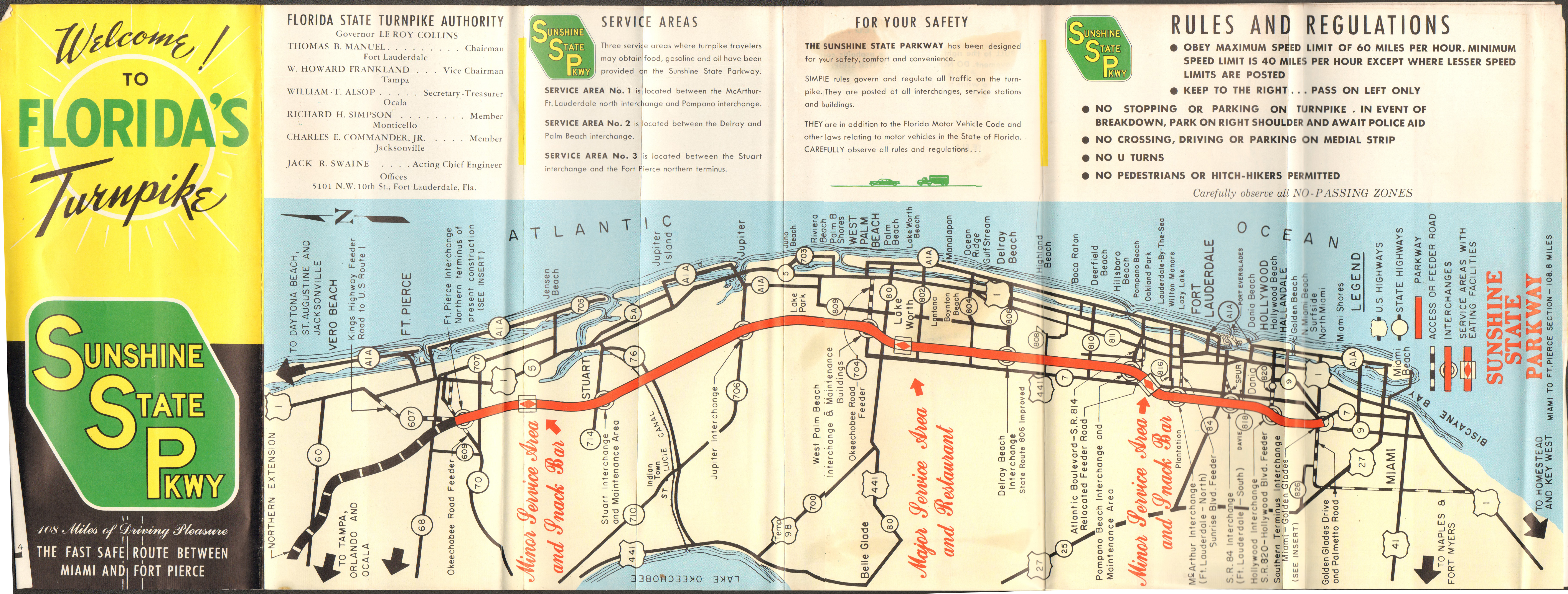 Welcome to Florida's Turnpike brochure - Sunshine State Parkway map
