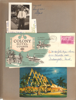 John Polaroid taken by Art Grant. Colony Hotel Courts brochure. Mai Kai Ft Lauderdale postcard