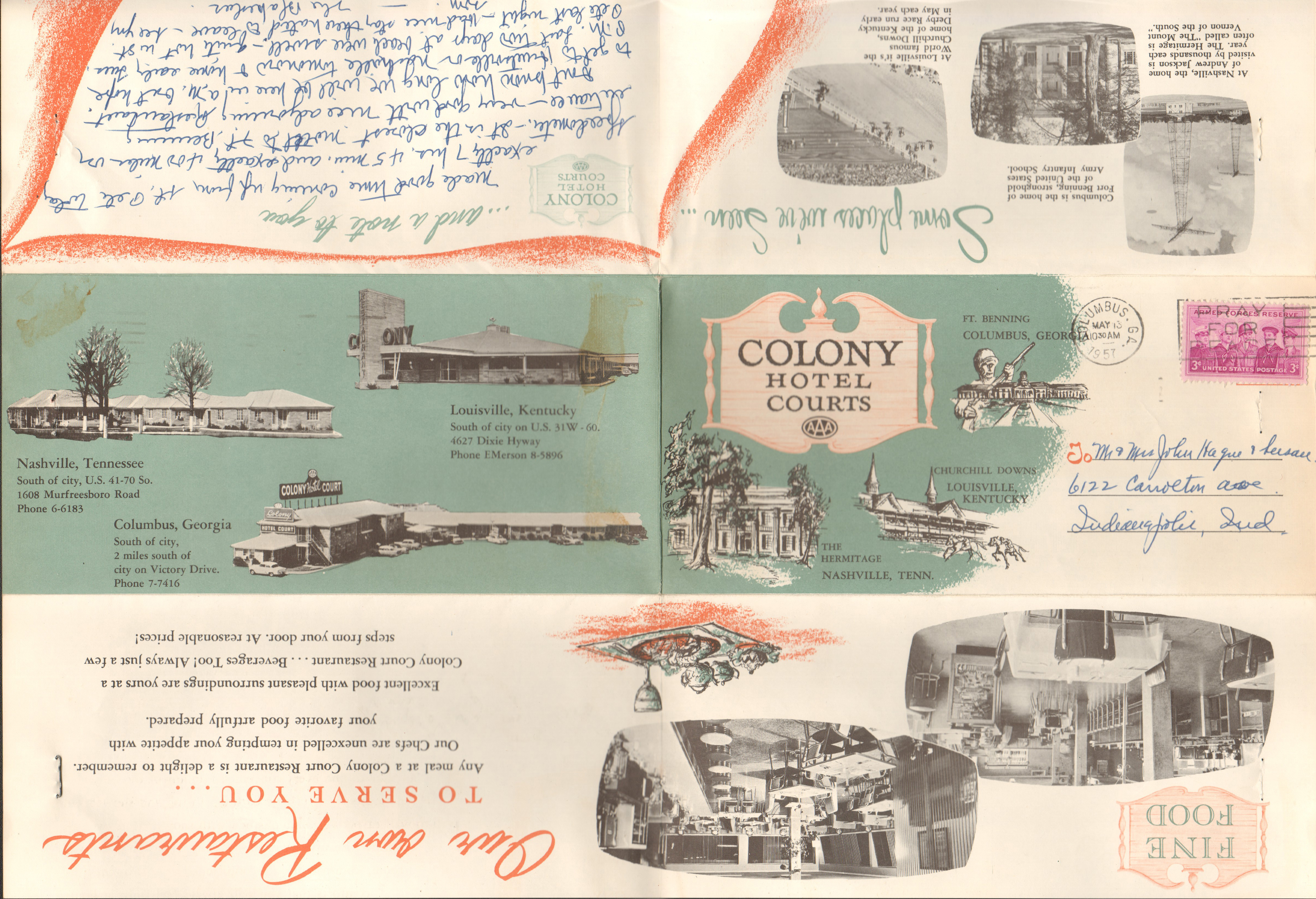 Colony Hotel Courts brochure postcard