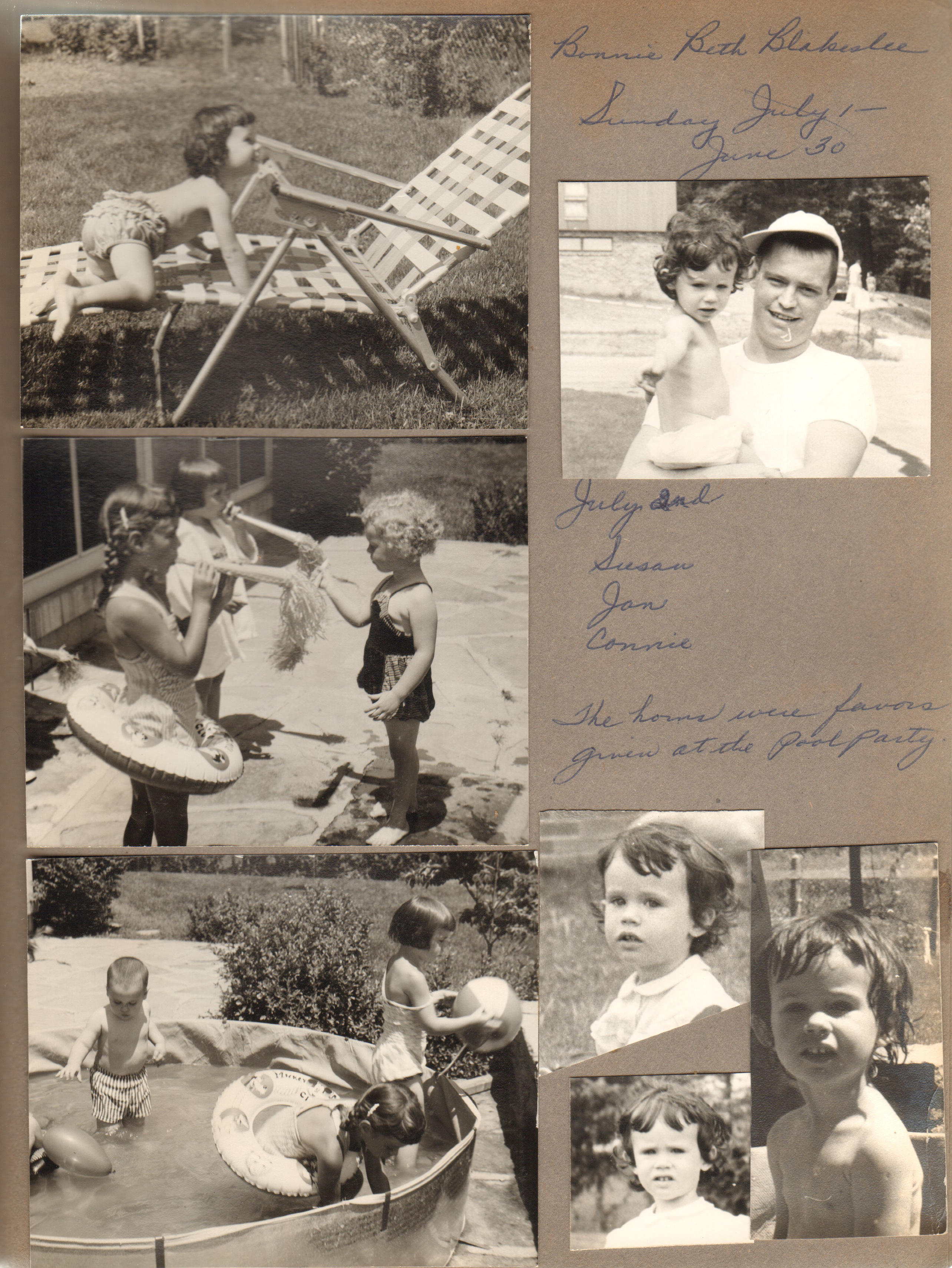 Bonnie Beth Blakeslee. Susan, Jan, Connie. Pool party.