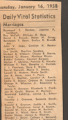 article Jan 16 1958 marriages and births - Blakeslee