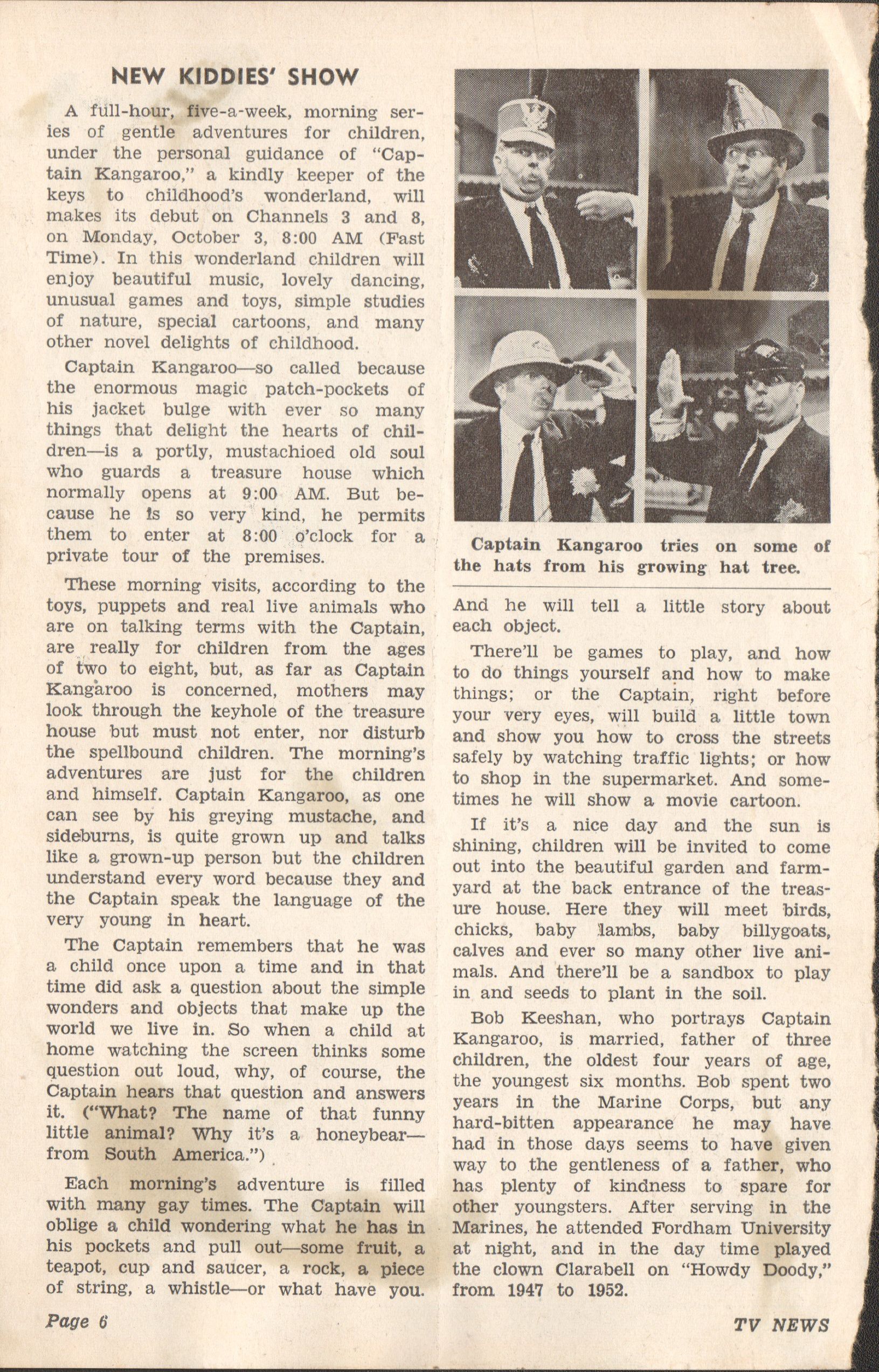 article New Kiddies' Show - Captain Kangaroo - TV News