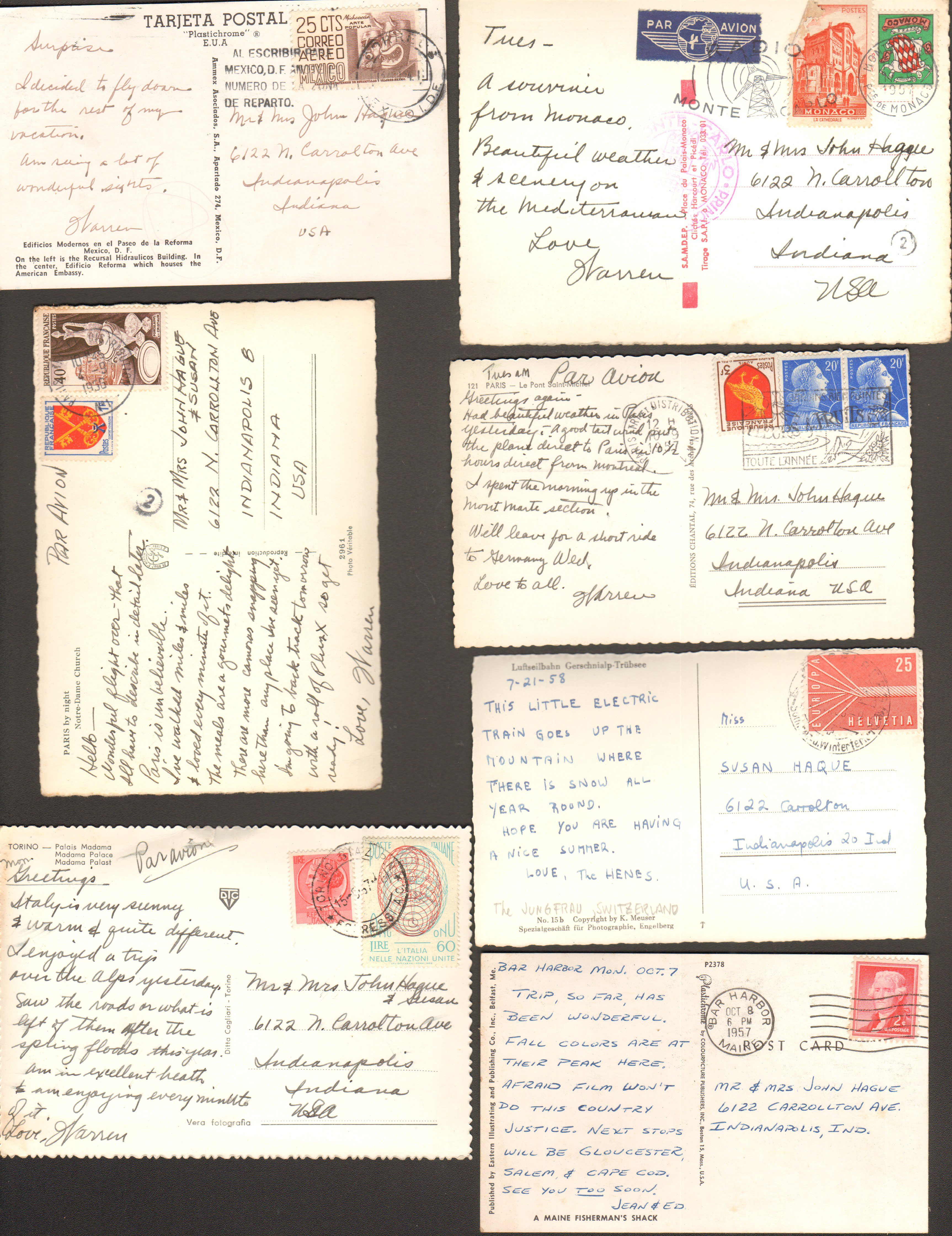 loose postcard of Europe from Warren