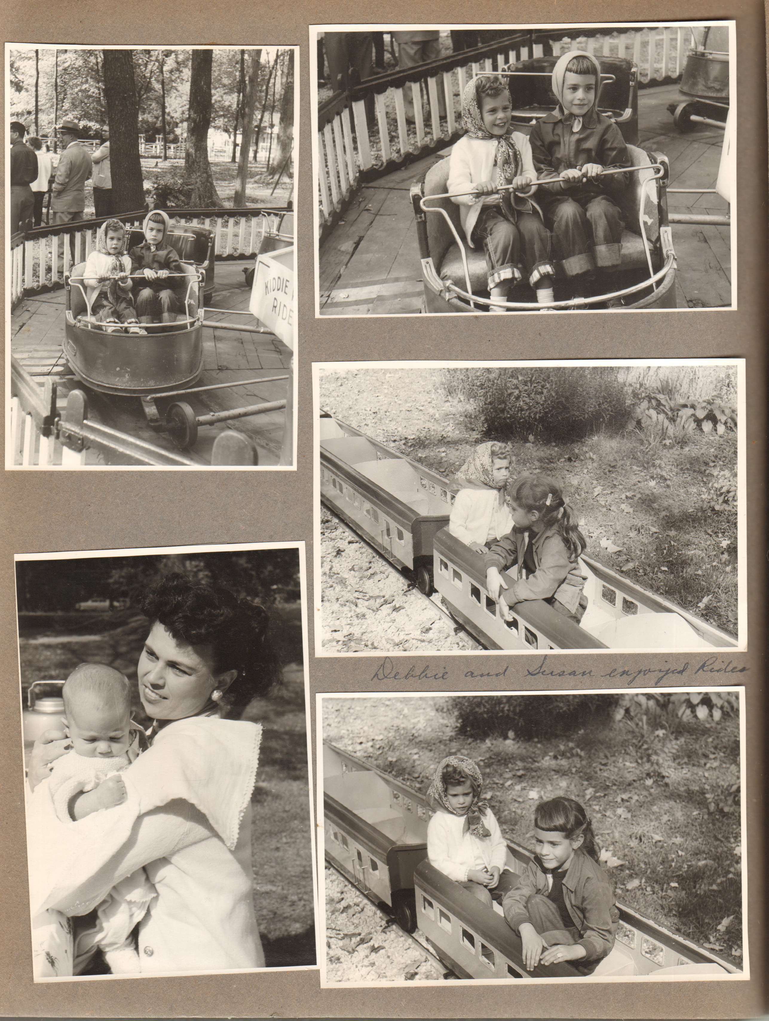 Kiddie Land - Susan and Debbie on rides