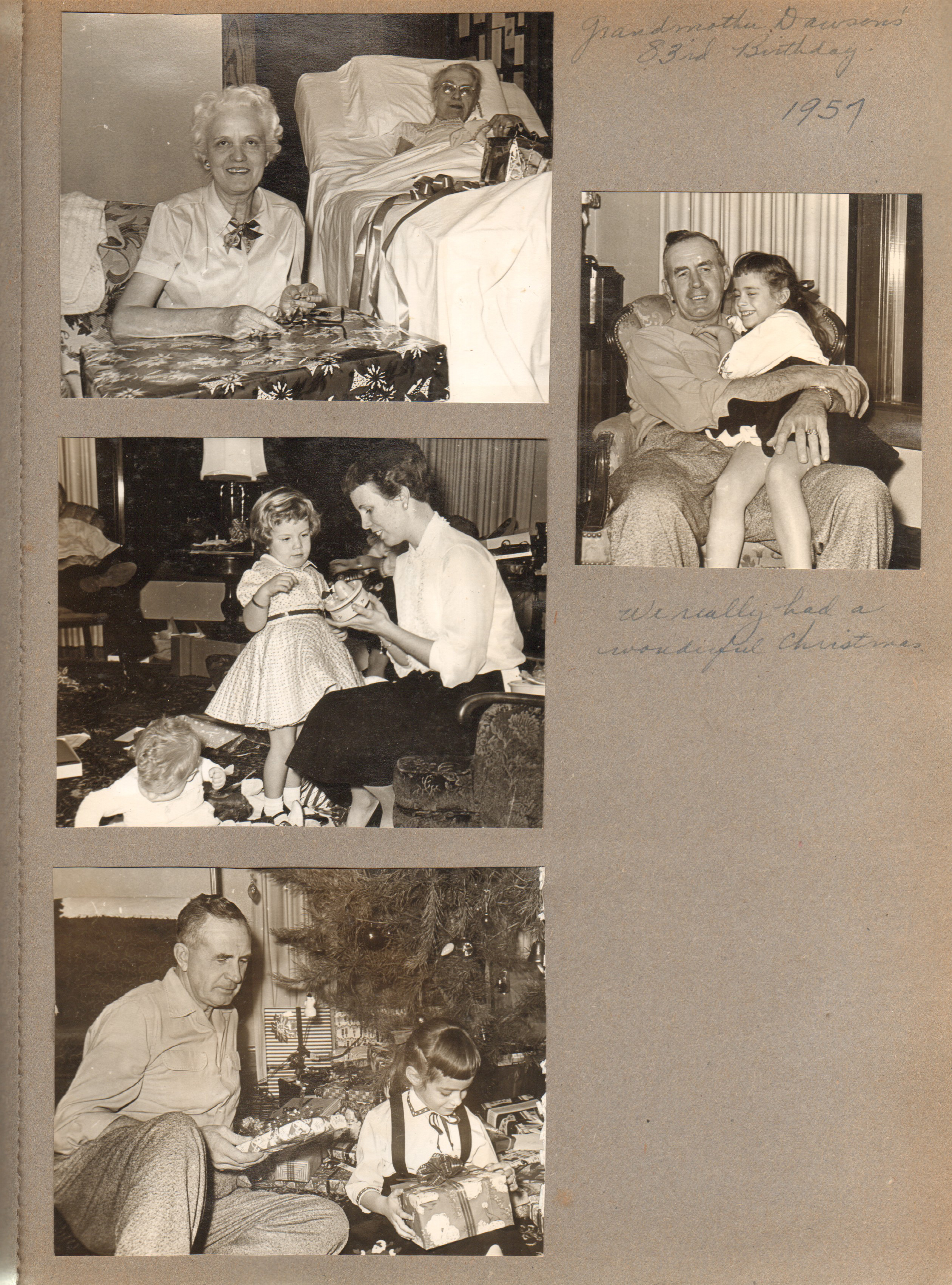 8815 Haverstick - Helen and her mother Nora. Nora Dawson 83rd - sick bed. Girstle and Susan. Patti and Karen. 
