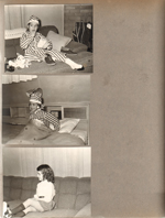6122 Susan on sofa eating popcorn. Susan in bed