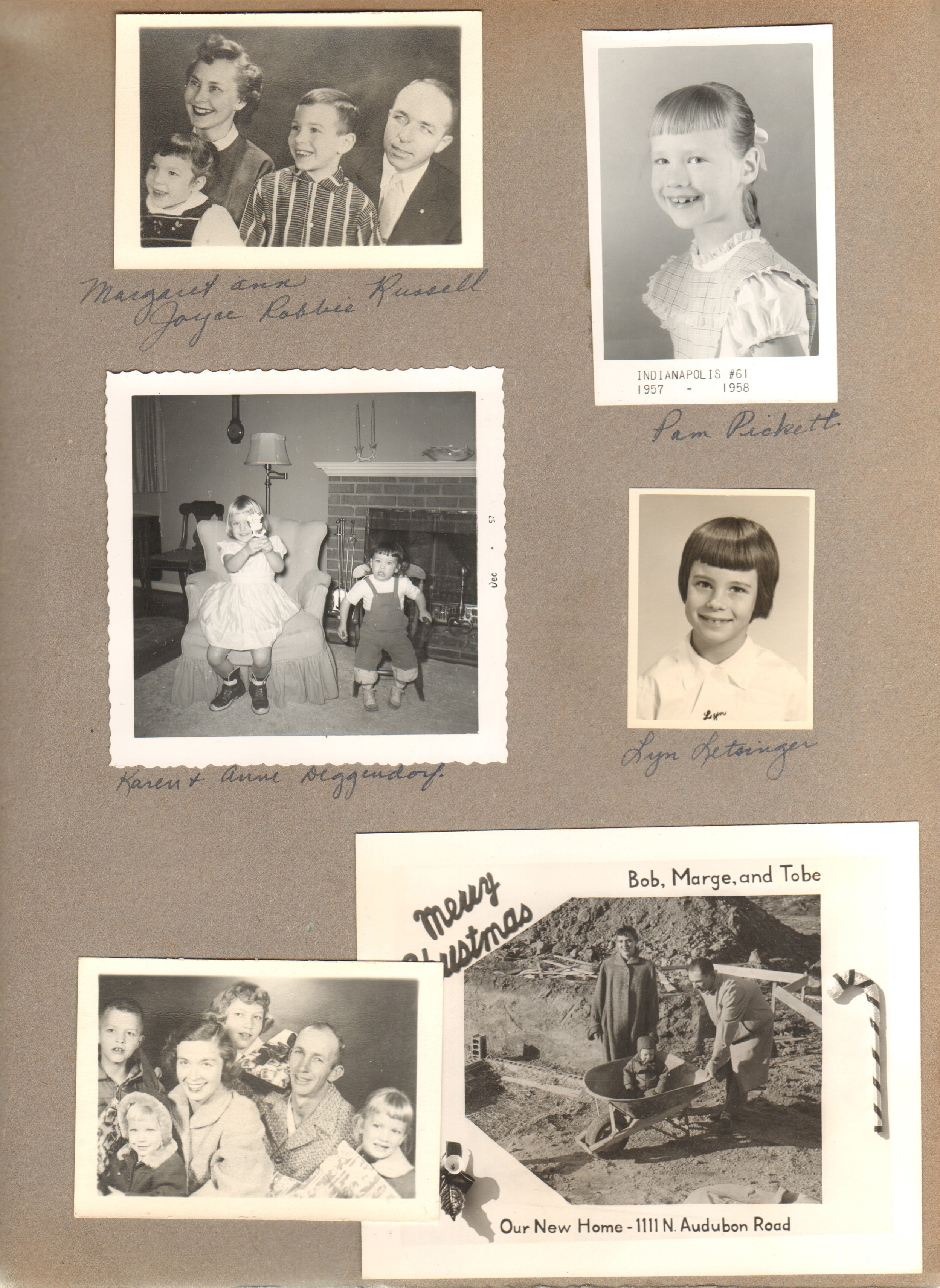 Margaret Ann, Joyce, Robbie and Russel Roberts. Pam Pickett. Karen and Anne Deggendorf. Lyn Letsinger. Christmas Card Bob Marge and Tobe