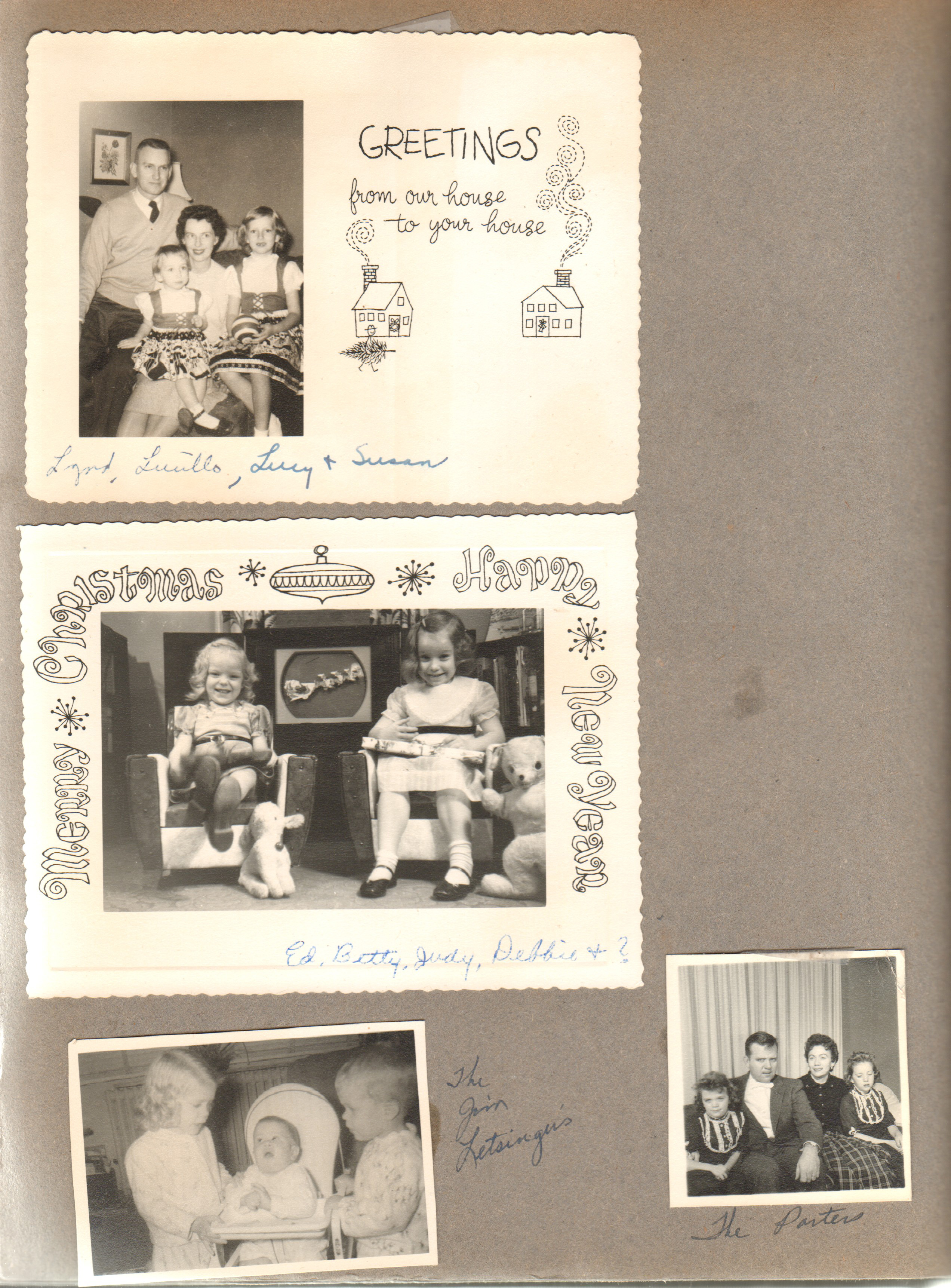 Christmas Cards - Lynd, Lucille, Lucy and Susan. Ed, Betty, Judy, Debbie. The Jim Letsingers. The Porters.