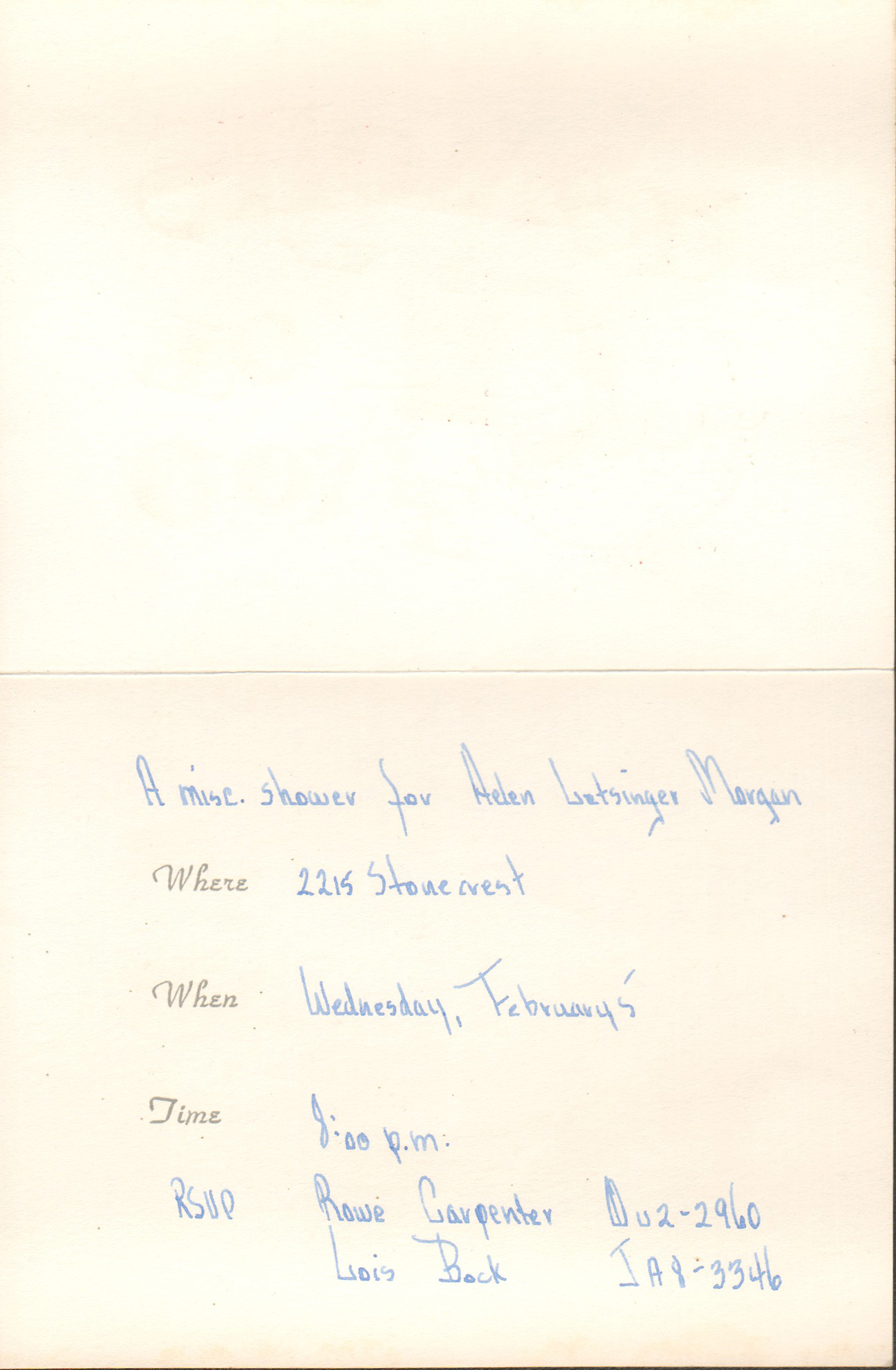 Helen shower invitation