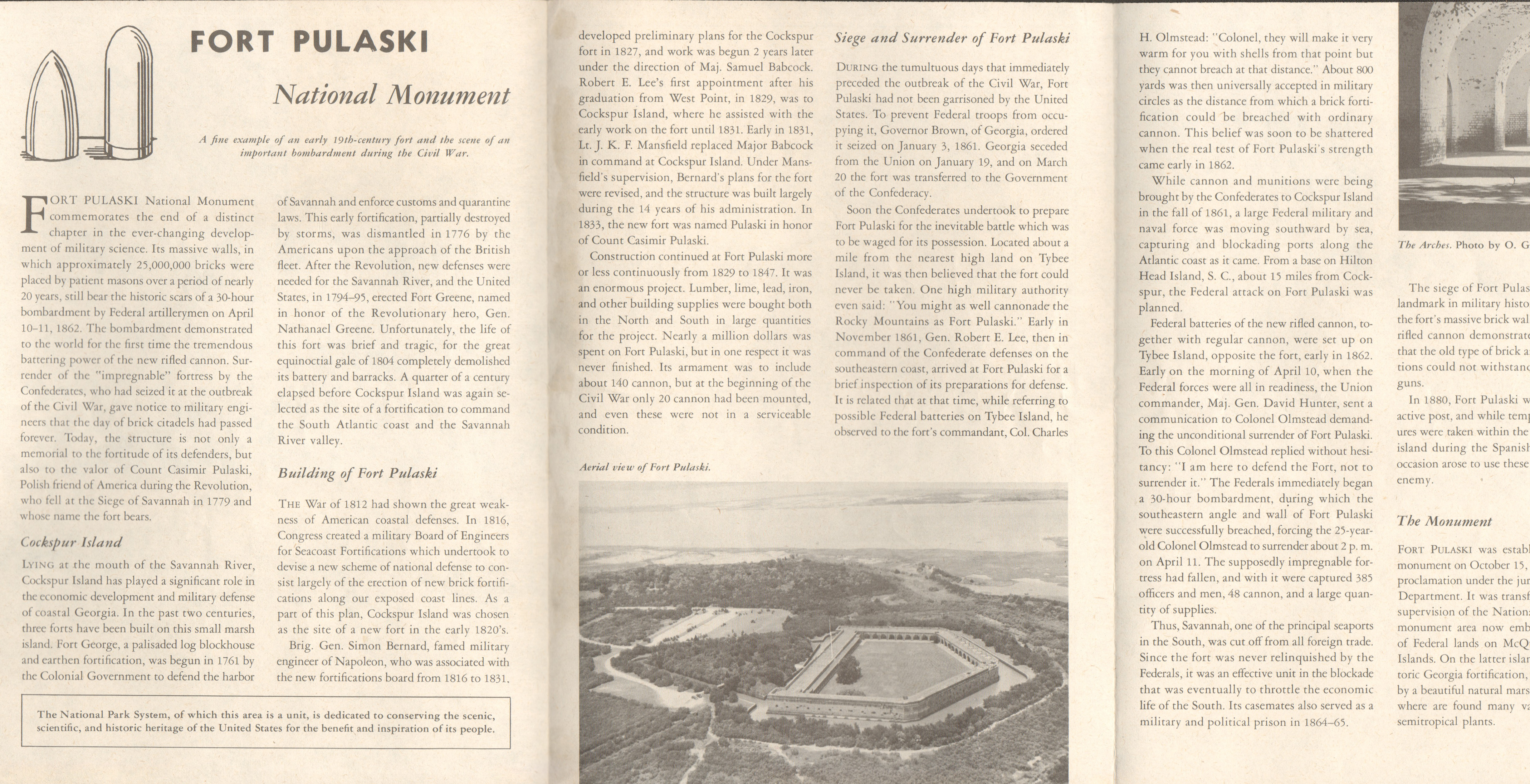 Ft Pulaski, Savannah brochure