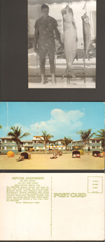 Florida - Neptune - John with fish. Neptune Apartments postcard