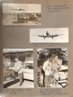 pictures taken on approach LAX - United Airlines DC-7. Continental Airlines Turbo-Jet. John at Hyatt House Hotel and at Walker Pass Lodge for dinner - Onyx, CA