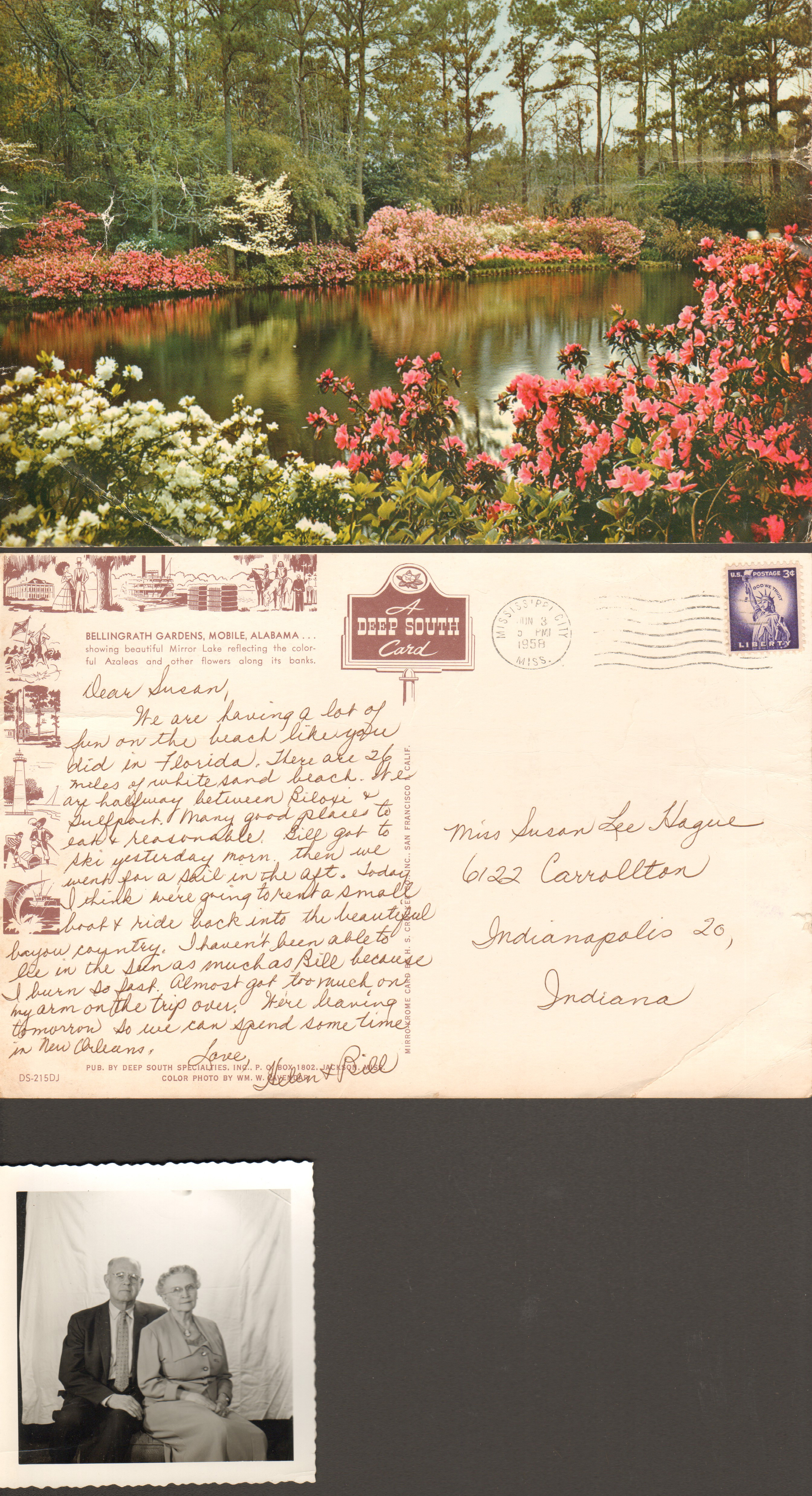 Postcard - Bellingrath Gardens, Mobile, Alabama. Portrait Curt and Vonnie Letsinger
