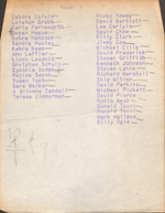 mimeograph School 80 room 1 class roster - Susan Tuck, Susan Hague