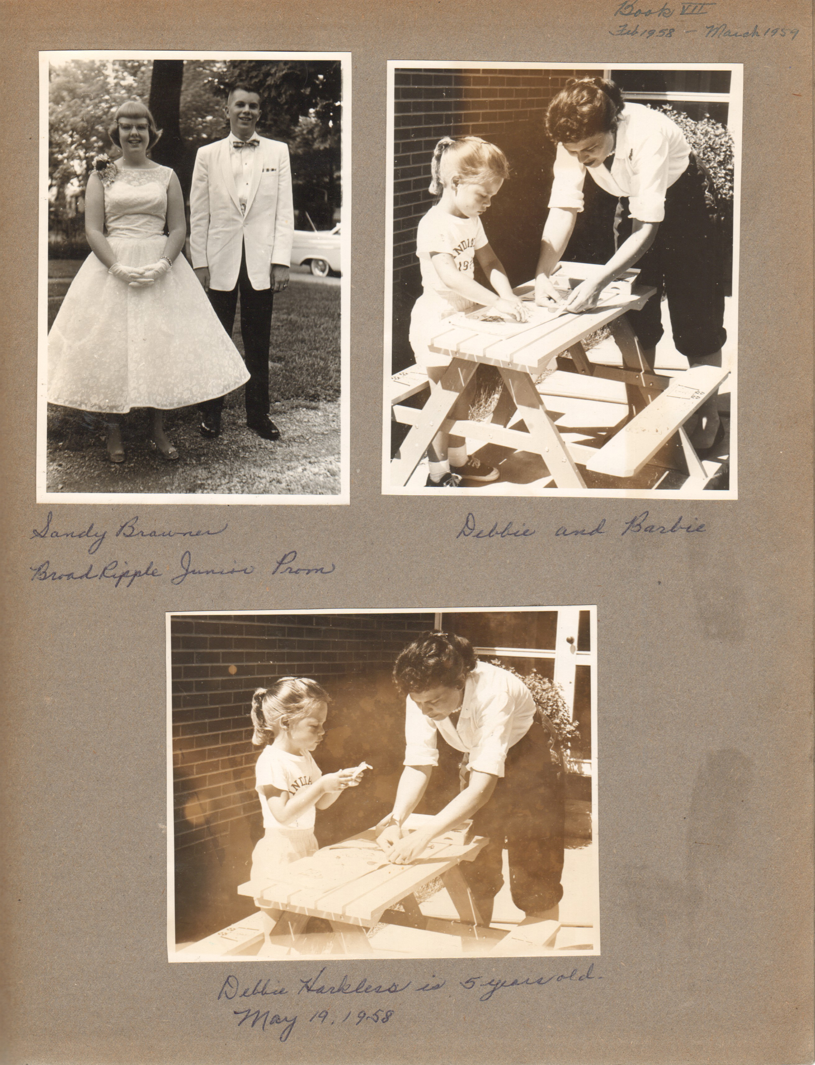 Sandy Brawner BRHS Junior Prom. Debbie and Barbie. Debbie Harkless is 5
