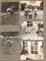 Sara, Susan, Sheri playing in water in 6122 yard. Helen and Nora Hague, Curt Letsinger at farm. Curt and Girstle.